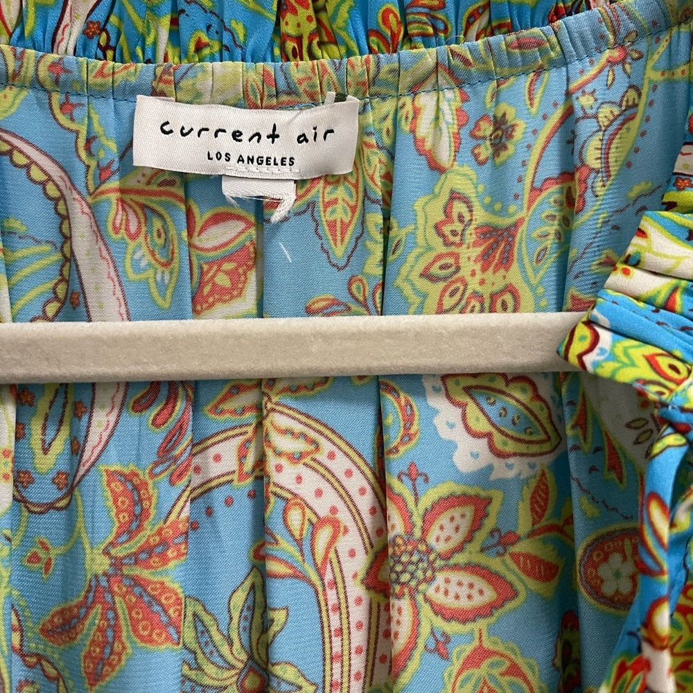 Current Air Los Angeles Blue Paisley Smocked Mini Dress. Size M - Picture 8 of 9